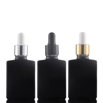 Black Square Dropper Glass Bottle UV Resistant
