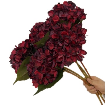 3D Print Dark Red Burgundy Artificial Silk Hydrangea Flower