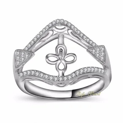 Italian fashion jewelry style precious 925 silver white pearl ring