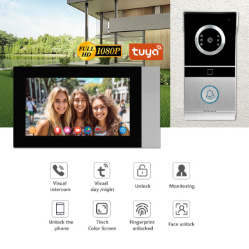 7-inch Tuya WiFi Video Intercom with 1080P Color Touch Screen, Swipe to Unlock, Motion Detection, and Tuya Smart Remote View System
