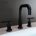 Freestanding Tub  Faucet 3 Hole Black Bathroom Sink Brass Faucet Supplier