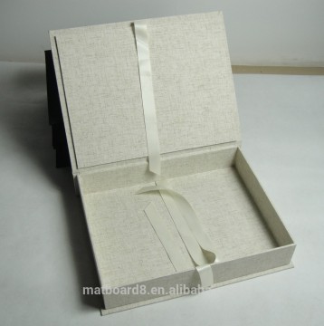 custom cardstock box linen fabric cover wooden presentation box