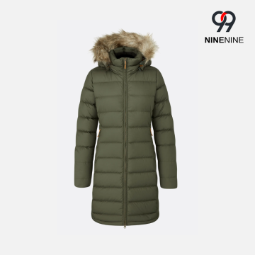 Puffer vách ngăn ngang có viền lông thú giả