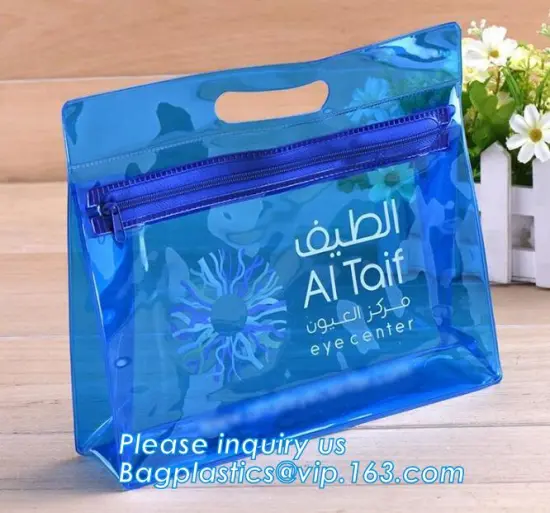 Cosmetics packaging bags With Slider Zipper Top, vinyl pvc packaging bag with slider zipper, Promotional Clear Vinyl Zipper Bags