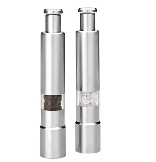 Stainless Steel Manual Thumb Press Pepper Mill for Spices, Salt & Peppers