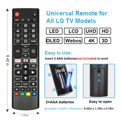 Universal Remote Control for All LG TV Models: LED, OLED, LCD, UHD, HDTV, Plasma, WebOS, 3D, 4K, UHD, HDR Smart TVs
