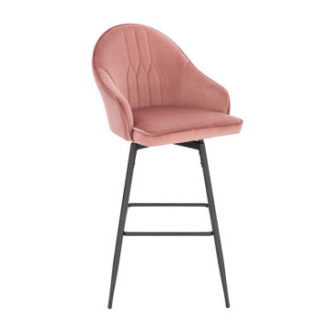 Adjustable Pink Velvet Bar Stools with Footrest