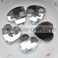 Recherche 18mm Transparent Argent En Plastique Full Cut Coeur Chaîne Miroir Perle Charme Instruction