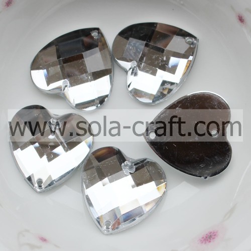 18mm nouveau design cristal clair acrylique lucite perle de coeur facettée