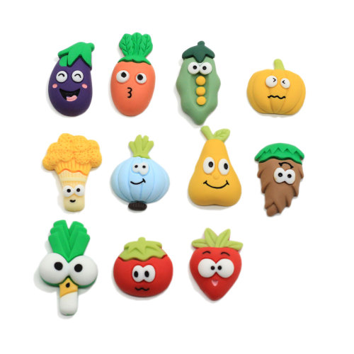 Multi Resin Design Flatback Vegetables Beads Cartoon Carrot Eggplant Cabochon Craft Kids Pendant Jewelry Ornament Accessories