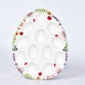 12 Compartment Ceramic Deviled Egg Serving Plate Tray