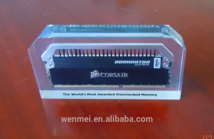 Custom lucite paperweight with memory bank inside