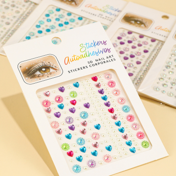 Colorful Heart-shaped Self-adhesive Stickers: Versatile Decorative Elements for Nail, Face, and Body Art