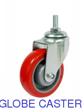 Medium Duty PU Swivel Caster Wheel(red),Fit for Hand Trolleys