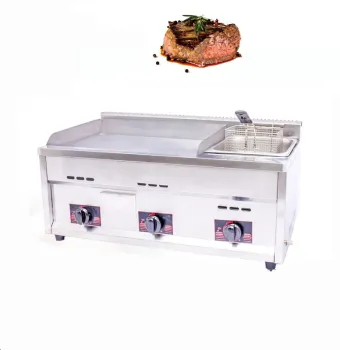 PL728 2 IN 1 Griddle+frye catering equipment commercial kitchen Stainless Steel LPG griddle for grill octopus and deep fryer