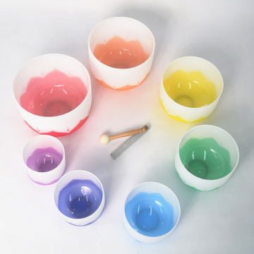 Q're Set of 7 Peace Colourful Crystal Singing Bowls