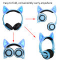 Kartun Lampu Led Headphone Telinga Kucing Nirkabel Bluetooth