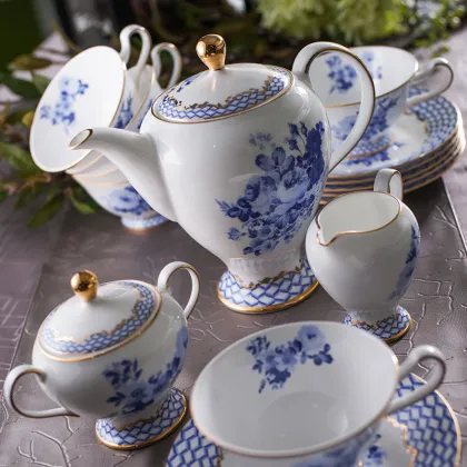 15 Pcs Royal Albert Floral Decal Afternoon Tea Sets with Gift Box