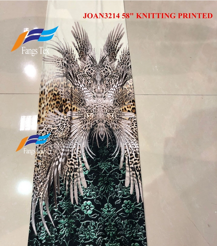 100% Polyester Printed Animal Knitted Abaya Robes Fabric 1