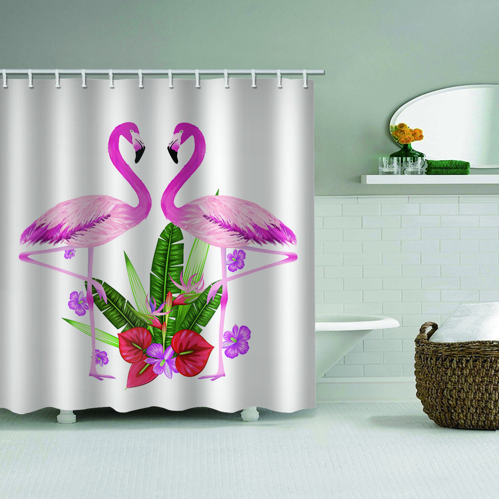 Flamingo Wodoodporna zasłona prysznicowa Animal Bird Łazienka Decor