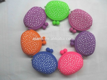 high quality environmentally friendly colorful white round dot silicone wallet