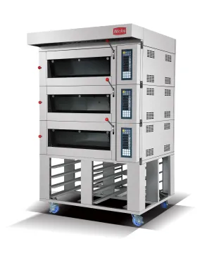 Commercial Stainless Steel 3-Layer 9-Tray Baking Machine Food Machinery Food Bakery Kitchen Equipment for Pizza Bread Cake Electric Baking Deck Oven