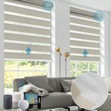Smart Motorized Zebra Blinds for Living Room Windows