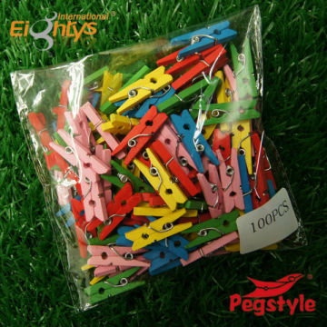 Mini wooden peg art craft Pegstyle 3.5cm colored wooden peg