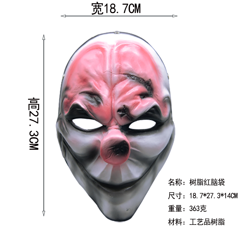 Bloody Red Forehead Scary Clown Resin Mask