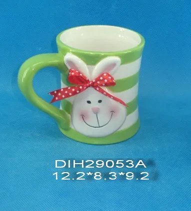 Hand-Painted Ceramic Mug with Rabbit Decoration