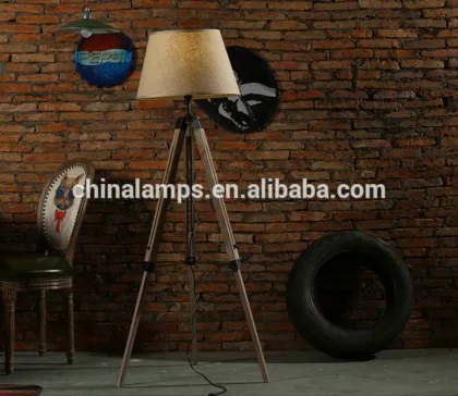 Christmas decoration lighting floor lamp wood bollard light tripod wood floor lamps with fabric lampshade for hotel lighting