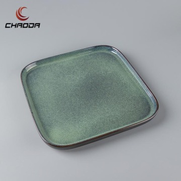 Hot Sale Custom Wholesale Ceramic Green Dinner Plates for Hotels and Restaurants