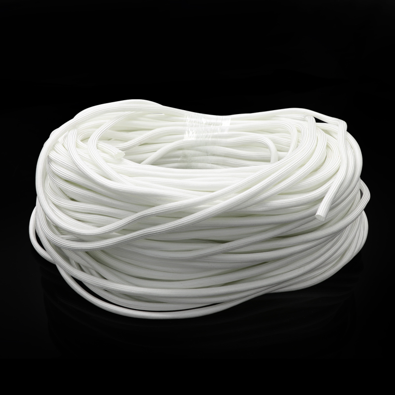 ID 1mm Chemical Fiberglass Tube Braided Wire Cable Sleeve Insulated Flame Resistant Soft Pipe High Temperature 600Deg.C White