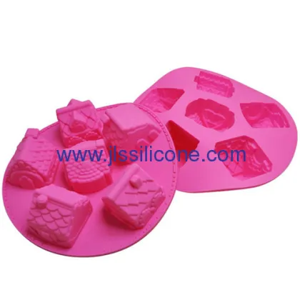 Design With Christmas House Shape Silicone Cake Molds Cake Decorating 
