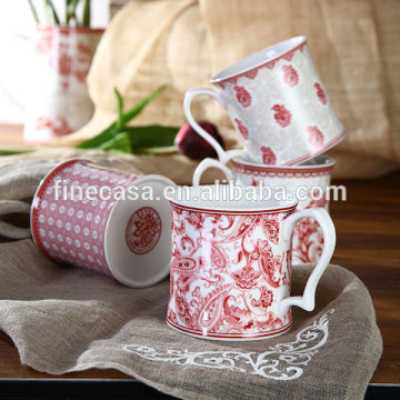 12OZ Elegant Style New Bone China Pink Ceramic Coffee Mug