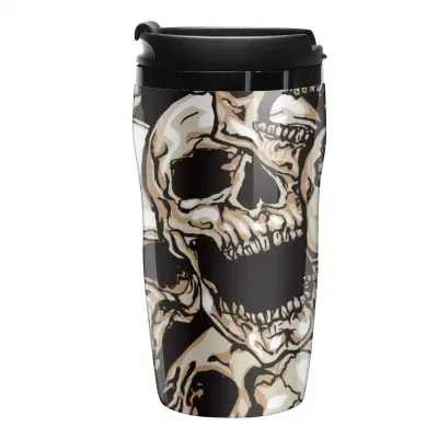 Screaming Skull Travel Tumbler Lid Double Wall Design Pattern Coffee Mug