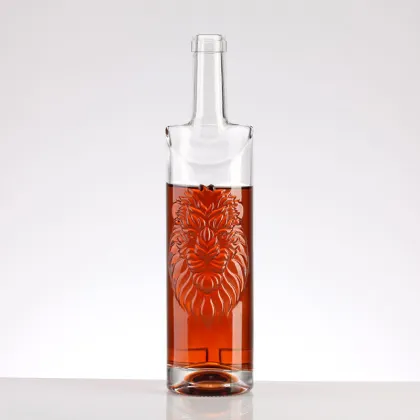Lion Head Pattern 750ml Glass Bottle - Empty Wine/Vodka Bottle