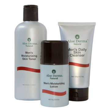 Men's Skin Care, Made of Organic Aloe Vera, for Facial Cleanser, Shaving Cream, Lotion, Skin Toner