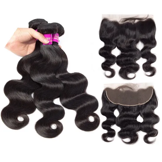 Raw Virgin Indian Hair Closure Lace Frontal Body Wave With Closure