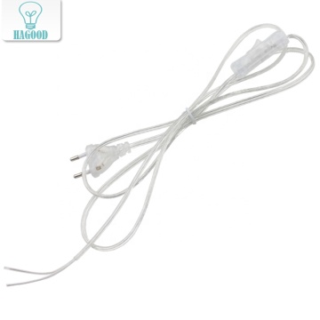 0.75mm 2 γραμμή 1.8m καλώδιο τροφοδοσίας με διακόπτη κουμπιού για λυχνία LED (βύσμα ΕΕ/ΗΠΑ)