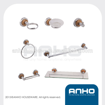 Modern bamboo & metal chrome bath accessory set towel rail spare parts included