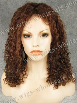 Medium Auburn Color Curly Human Hair Full Lace silk top full lace wigs