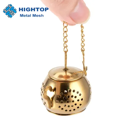 Shiny Gold Loose Leaf Tea Strainer and Infuser with Tray: Elegant Metal Tea Maker for Brewing High-Quality Teas