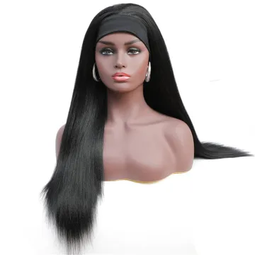 New Design Black Wig Synthetic Headband Wig Y Demand Kinky Straight None Lace Head Band Wigs For Black Women