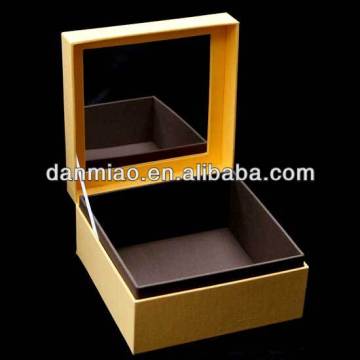Velvet covering PVC window die-cut cardboard gift box
