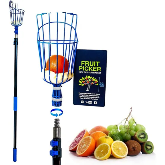 Extendable Fruit Picker with Basket: Easy Assembly and Long Handle for Efficient Fruit Picking