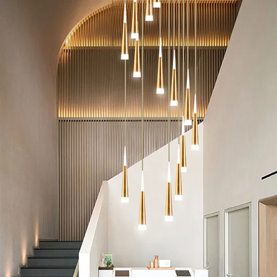 Modern Villa Rotating Staircase LED Chandelier for Living Room and Dining Room