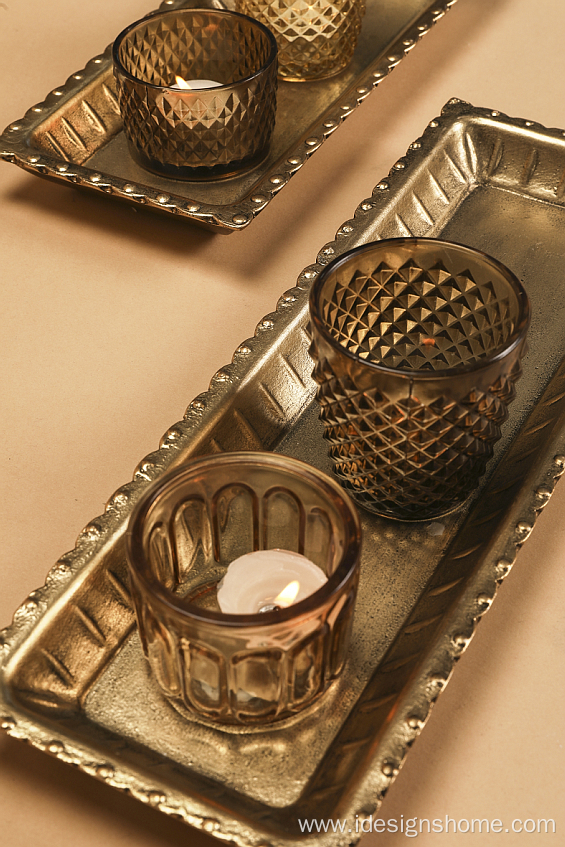 Brown Mercury Glass Candle Holder