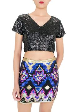 Summer Multicolor Mini Sequin skirt