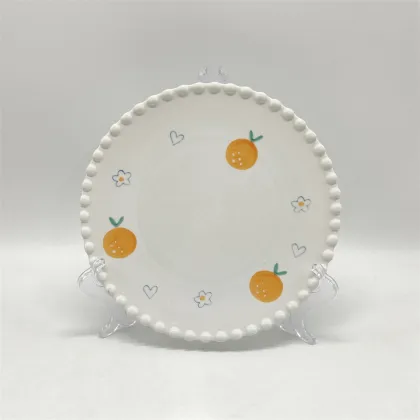 Orange Fruit Print Ceramic Plate